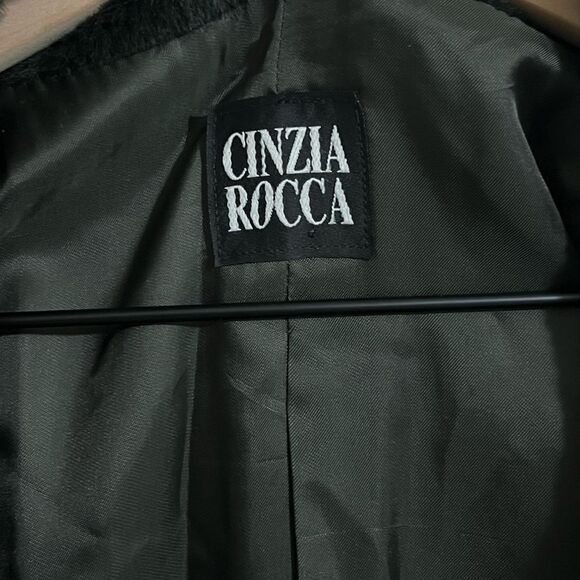 Cinzia Rocca Baby Llama Wool Dark Forest Green Coat Italian Size 10 US - Picture 4 of 14
